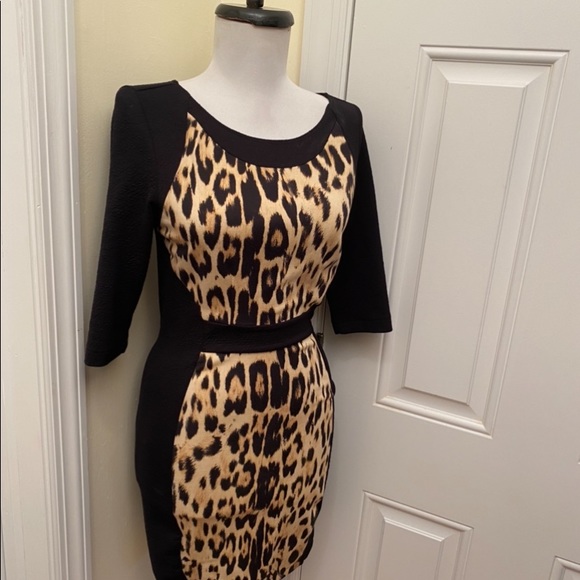 Zara W & B Collection Leopard Print Blk Dress - Picture 2 of 9